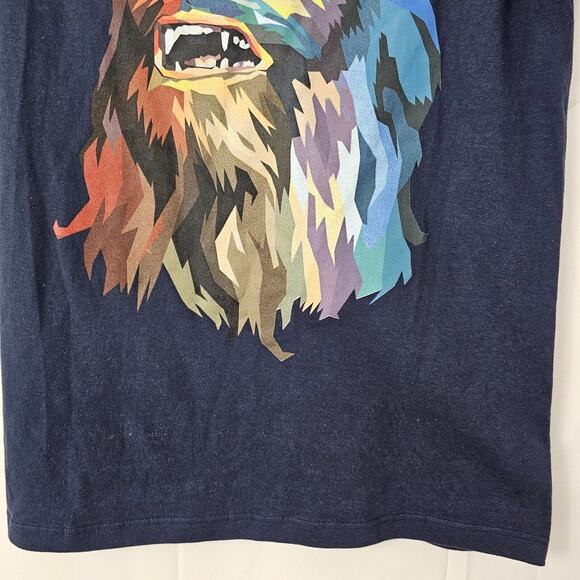 Star Wars Mens Adult T Shirt Small Watercolor Rainbow Chewbacca Dark Blue EUC - Picture 3 of 8